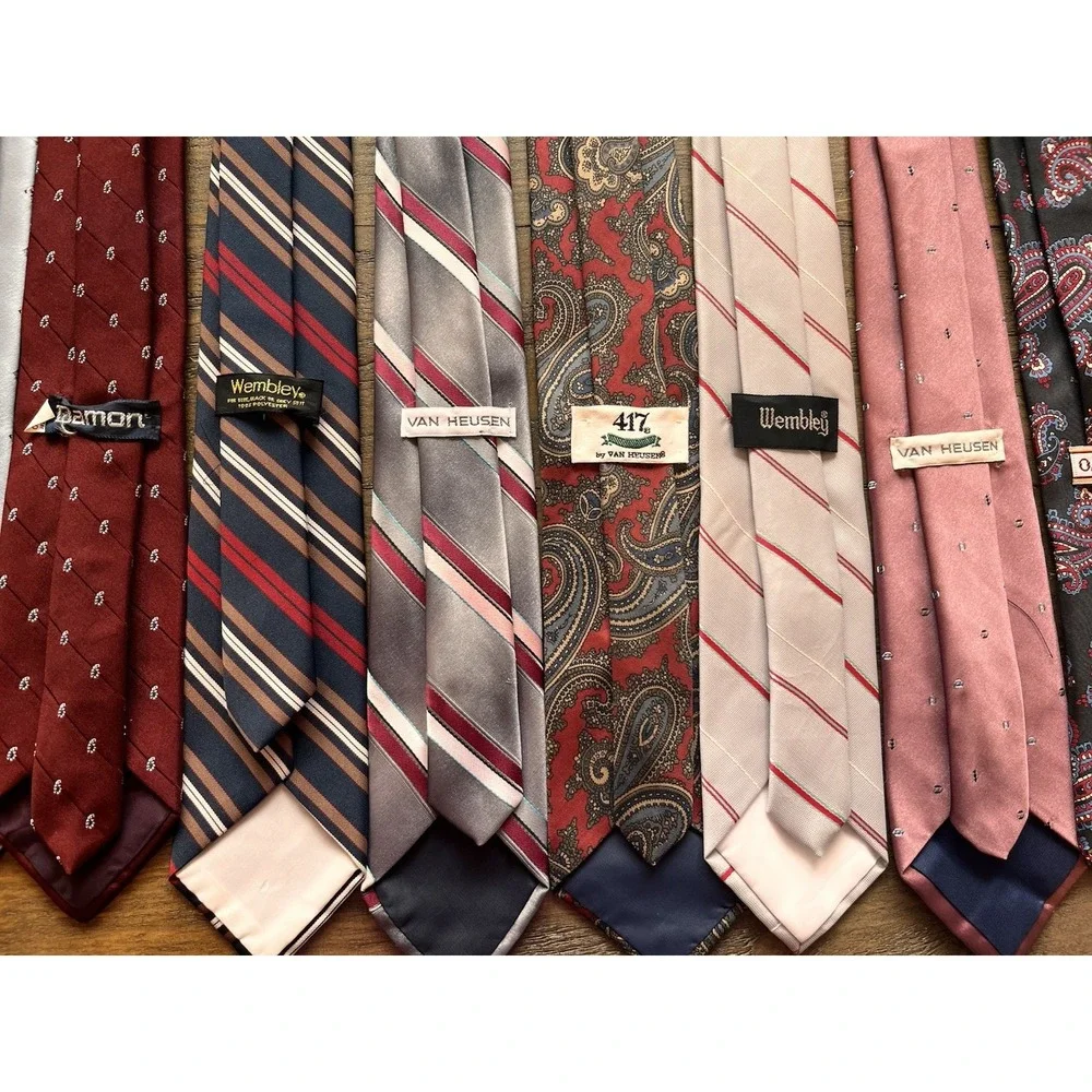 Vintage Mens Neck Ties LOT OF 22 - Van Heusen, Wembley, Damon & More Classic